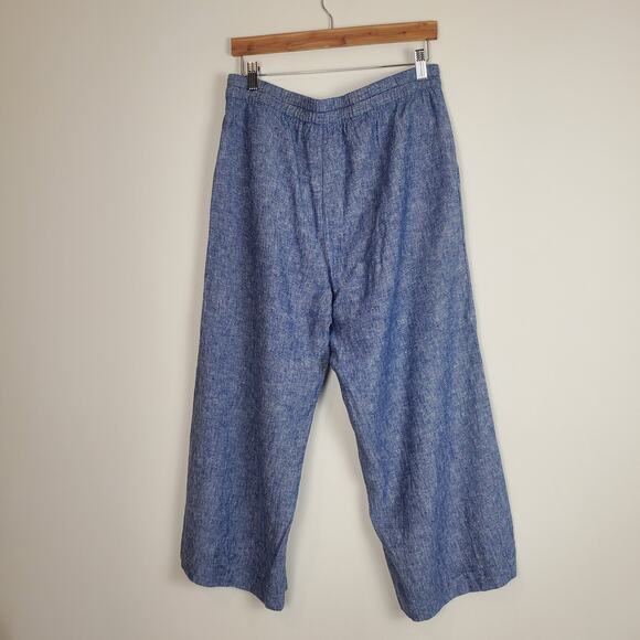 Old Navy Linen Blend Trousers Blue Medium - Picture 5 of 8